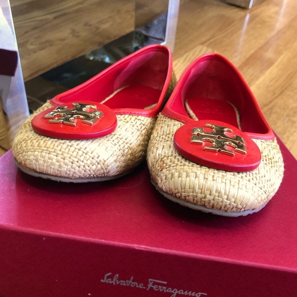 TORY BURCH REVA RAFFIA  LEATHER